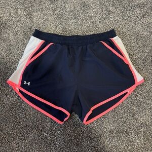 Under Armour Women’s Fly-By 3” Navy/Pink White Running Shorts Size Large